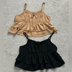 Wild fable Women's Black and Tan Ruffle Tops